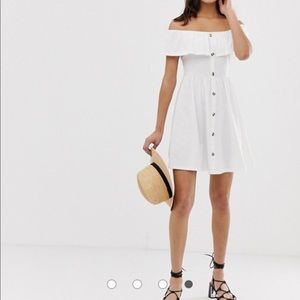 ASOS DESIGN off shoulder button through sundress